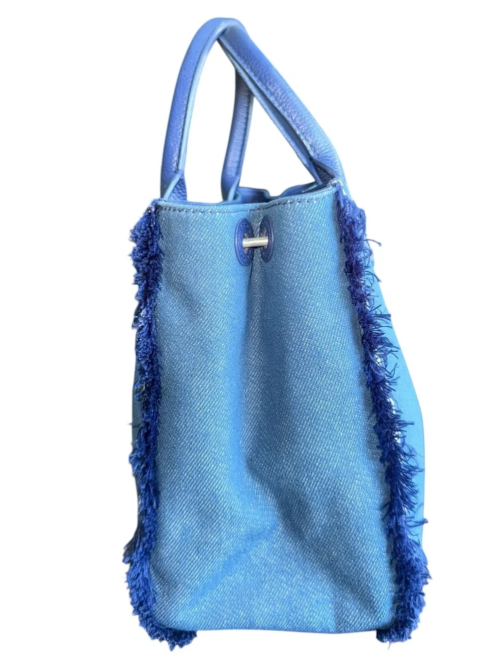 kate spade New York Morelia Place Denim Fringe Satchel EUC